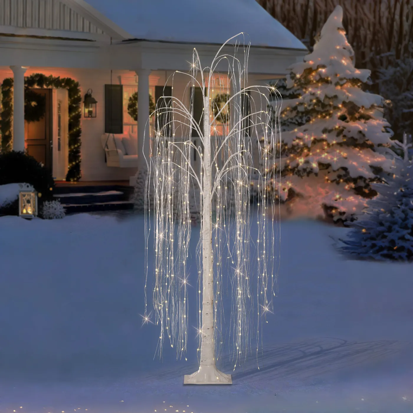Puleo 6 ft Pre-Lit Outdoor Willow Tree with Warm White LED Lights