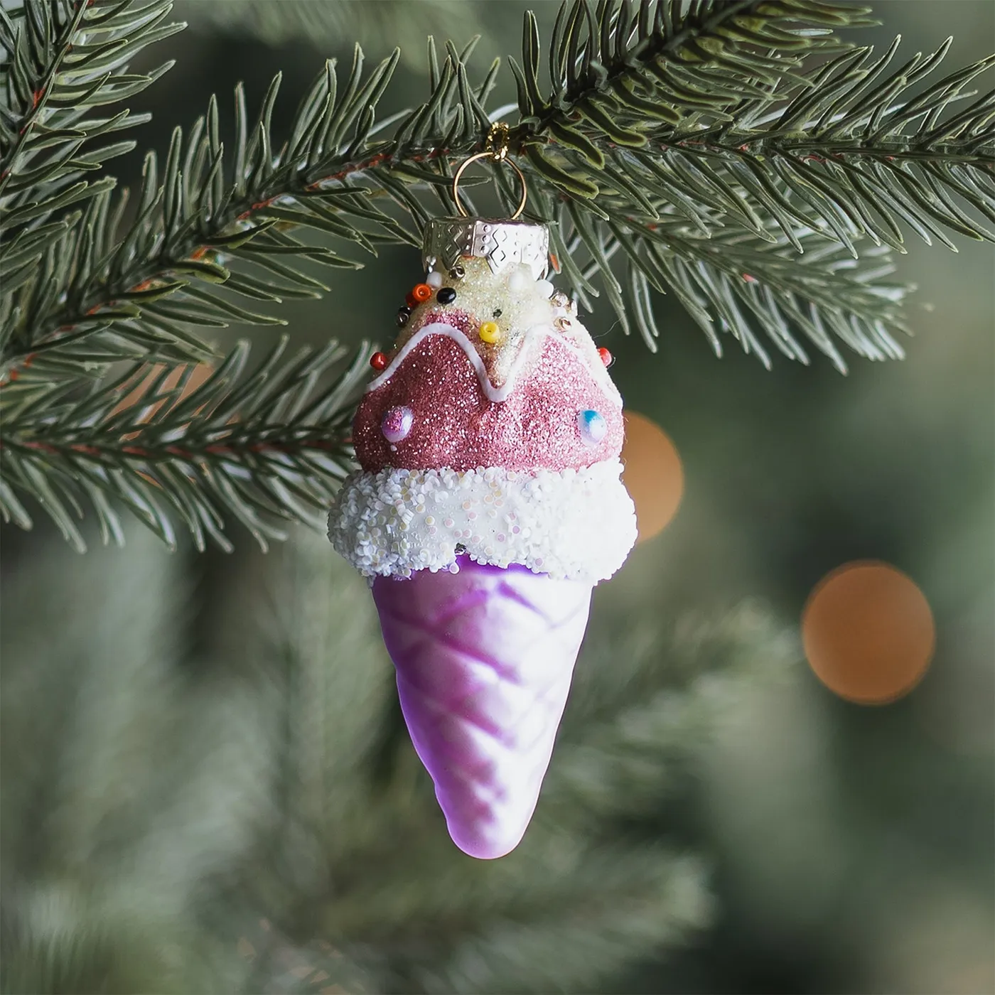 Purple glass ice cream Christmas ornament 9 cm | It's all about Chr...