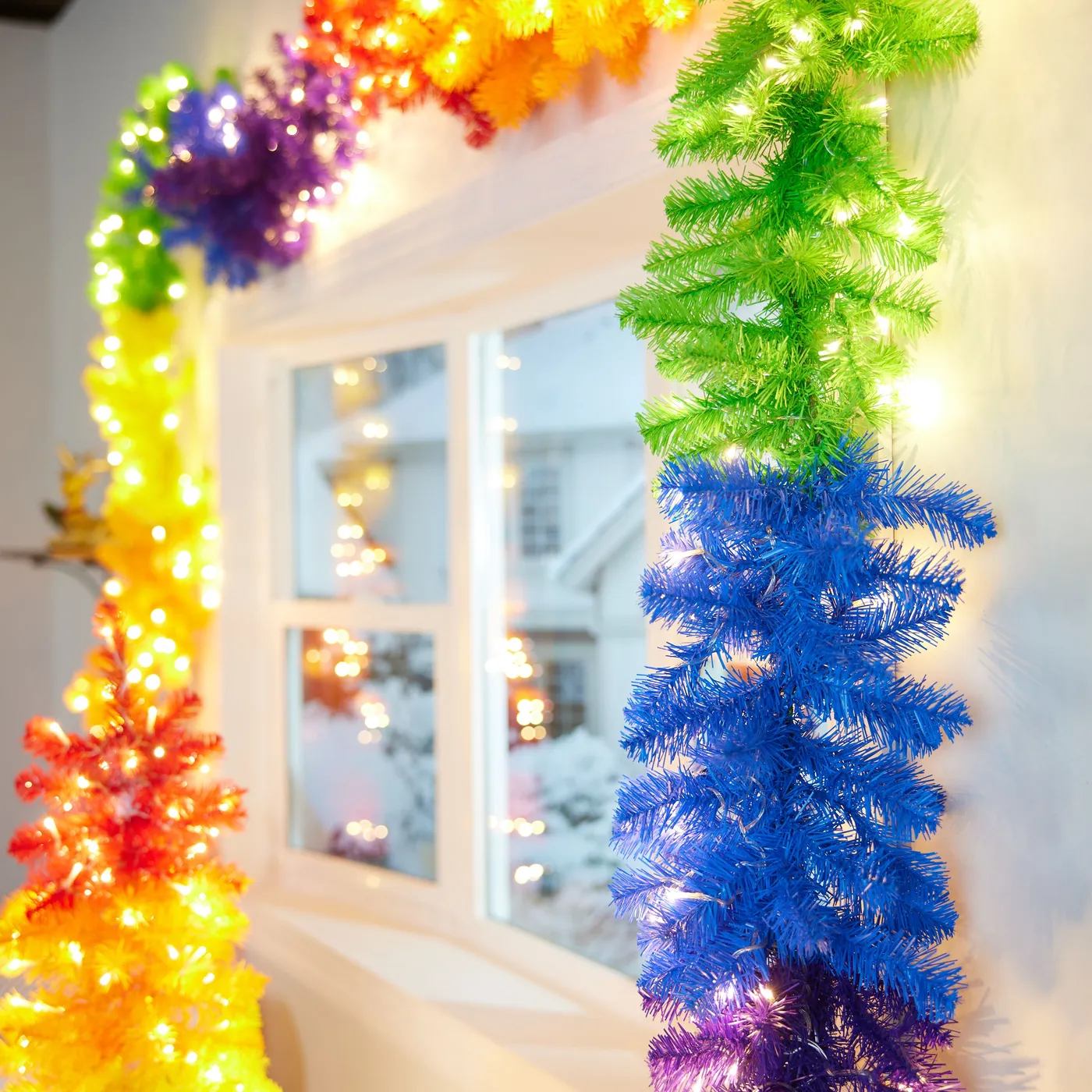 Rainbow Christmas Garland Holiday Living Pride Rainbow Indoor/Outdoor  Pre-lit Electrical Outlet 9-ft Rainbow Artificial Garland With White LED  Lights At