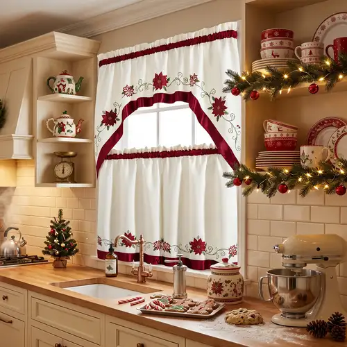 red and white curtain sold on Temu United States