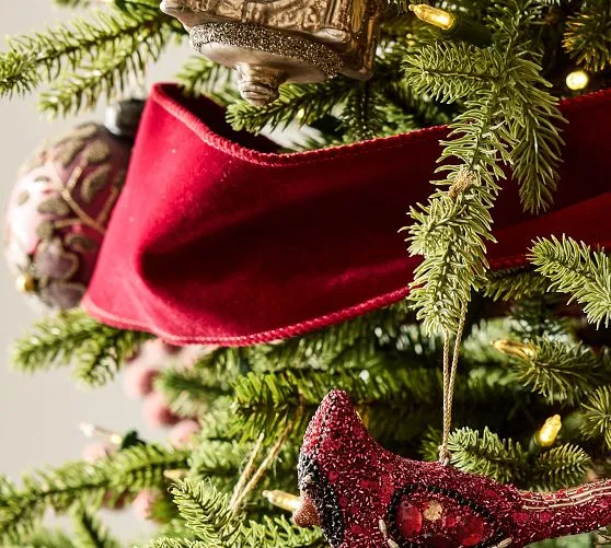 Red Bow Pottery Barn Christmas Seasonal Ornaments Faux Deluxe Cedar Garland  Pottery Barn