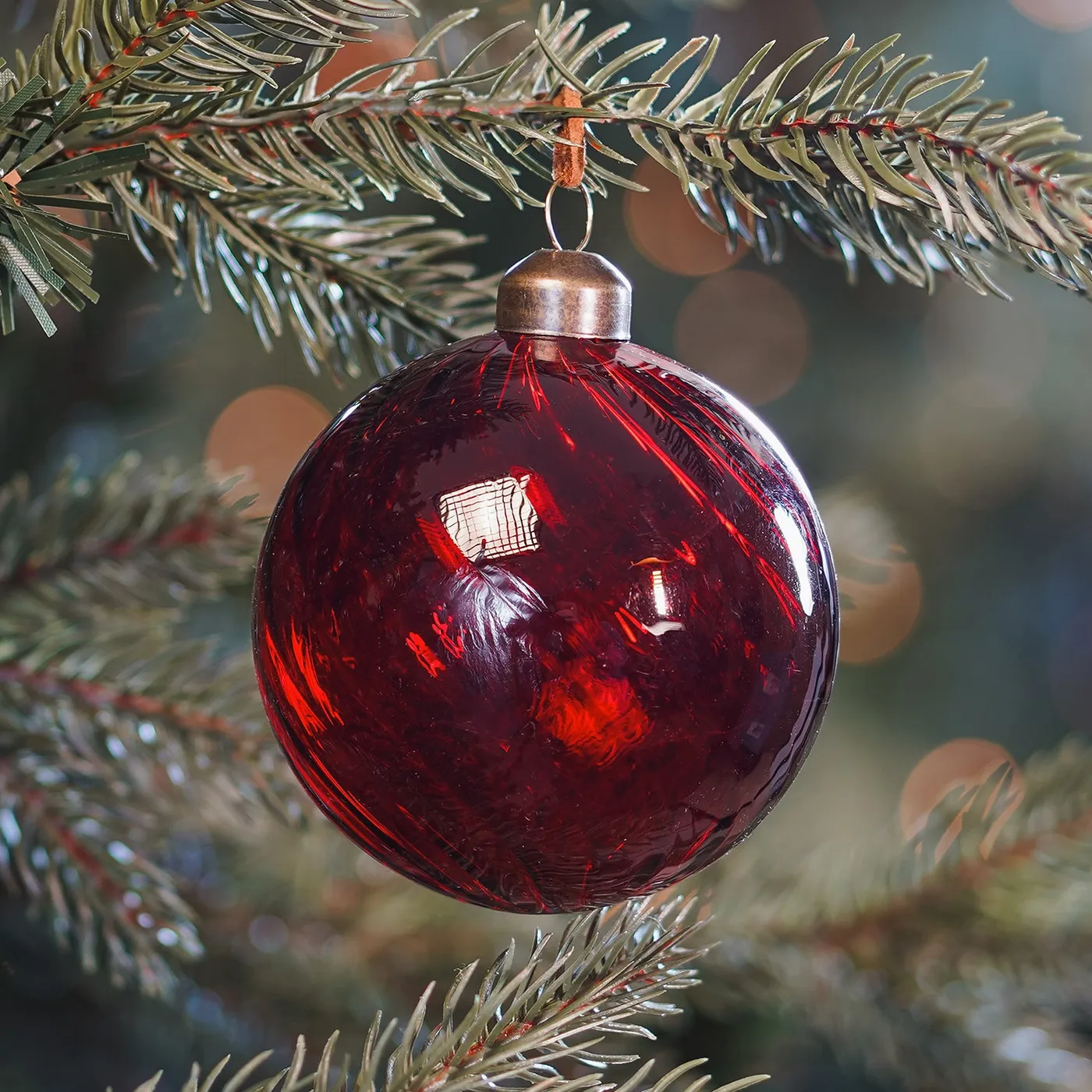 Red Christmas Bauble with Traditional Swirls