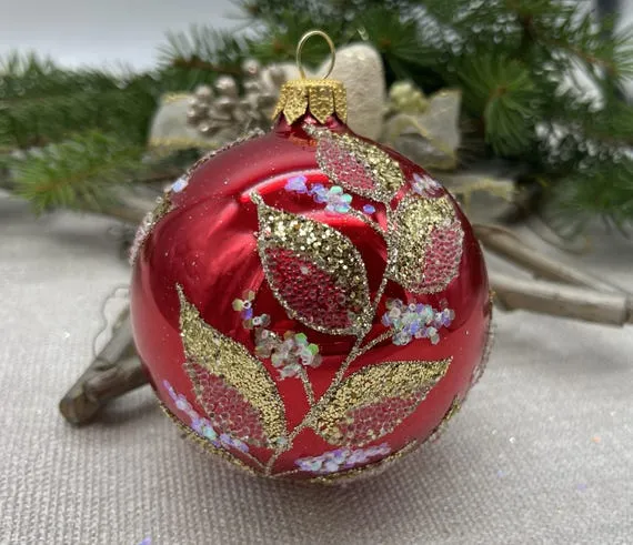 Red Vintage Style Christmas Ornaments Handmade Red Glass Christmas Ornament  – Elegant Christmas Decor 2025– Luxury Holiday Tree Decoration – Vintage  Style Bauble