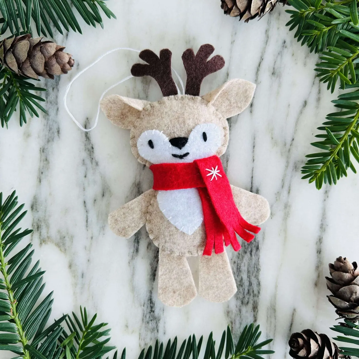 Reindeer Felt Collectible Holiday Seasonal Ornaments Hand Stitched Reindeer Ornament • Stencil A Mobile DIY Craft Studio