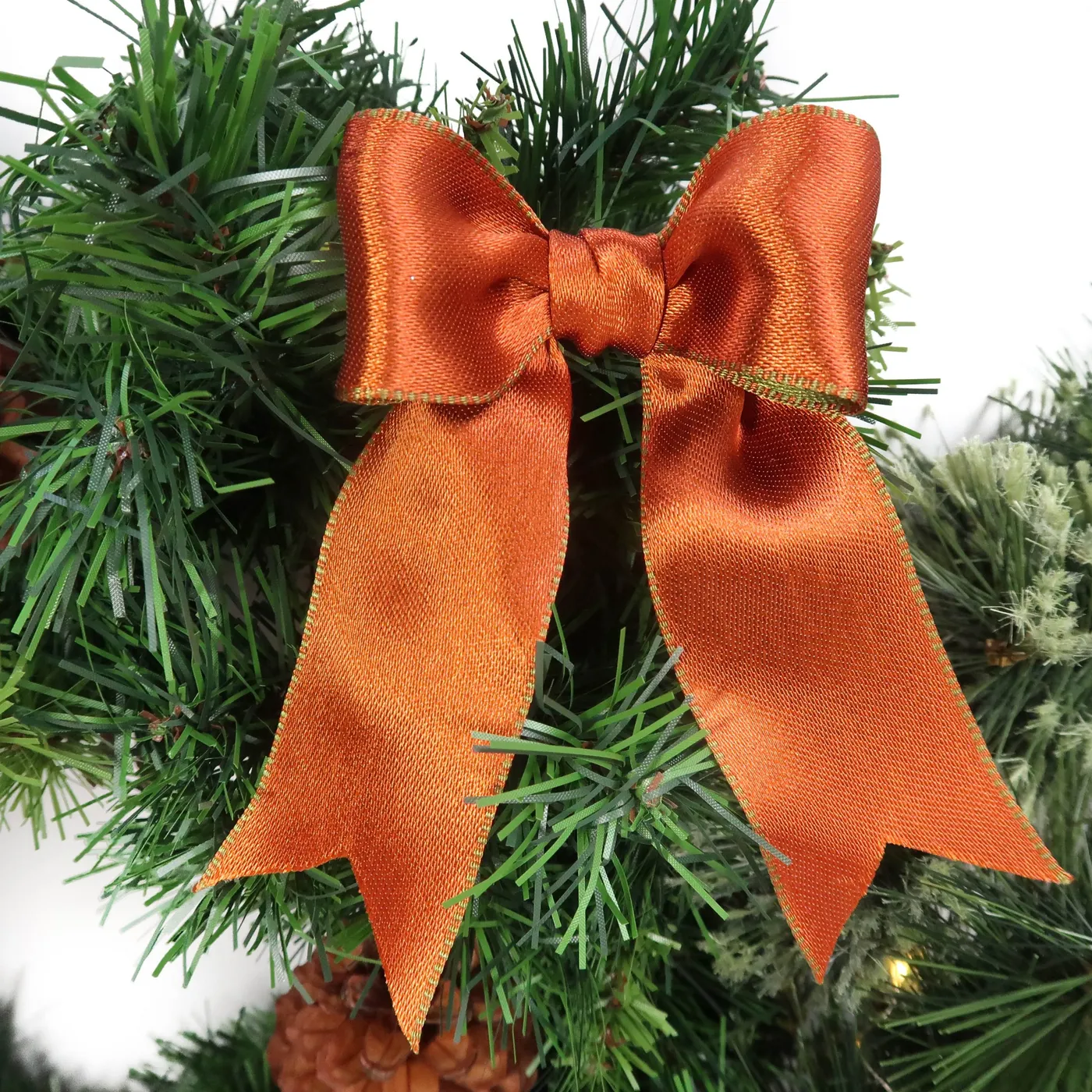 Reversible Christmas Ribbon Wire Edged Orange Green 'Oria' - Typically Unique