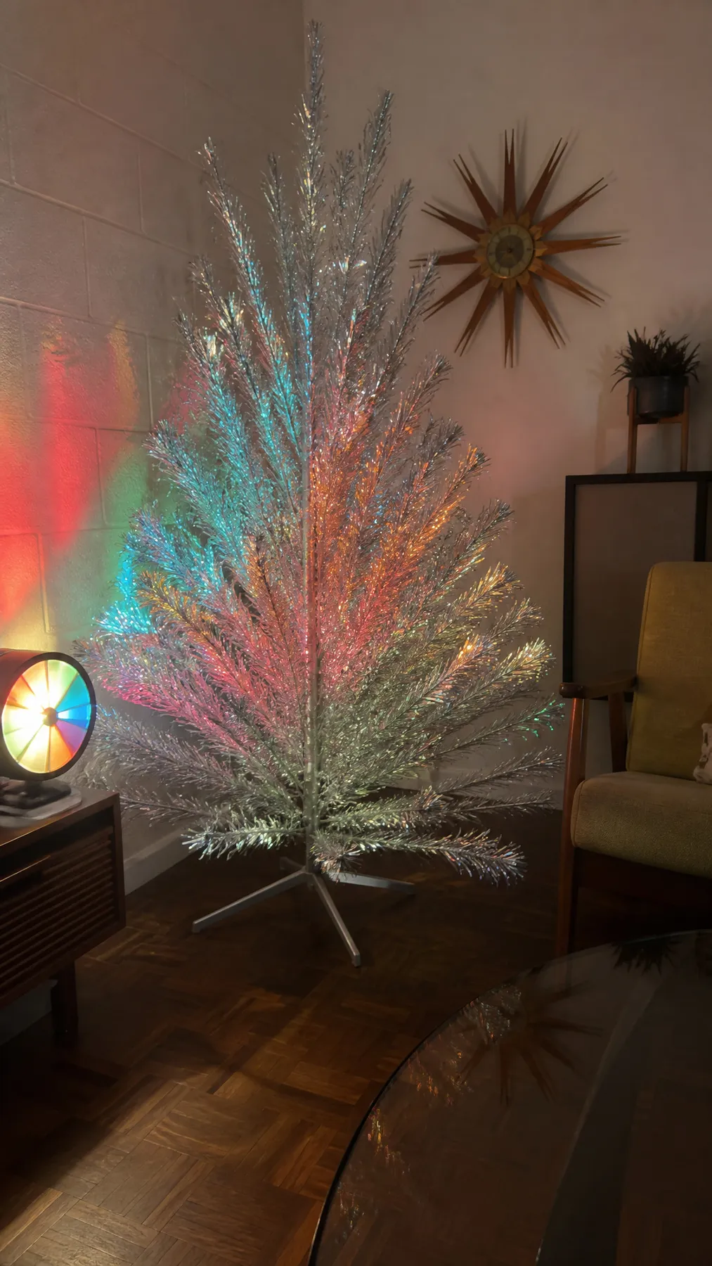 Rotating Light Old Aluminum Christmas Trees Restored Vintage Penetray Motorized Aluminum Christmas Tree Color Wheel