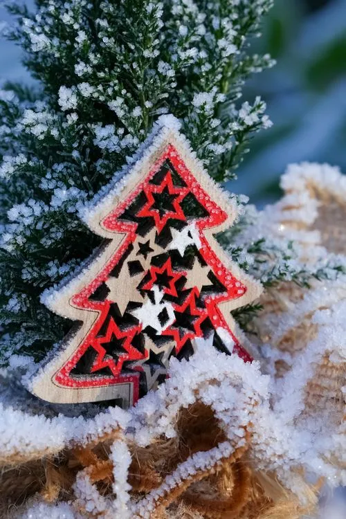 Rustic White Christmas Tree Ornament on Pine · Free Stock Photo