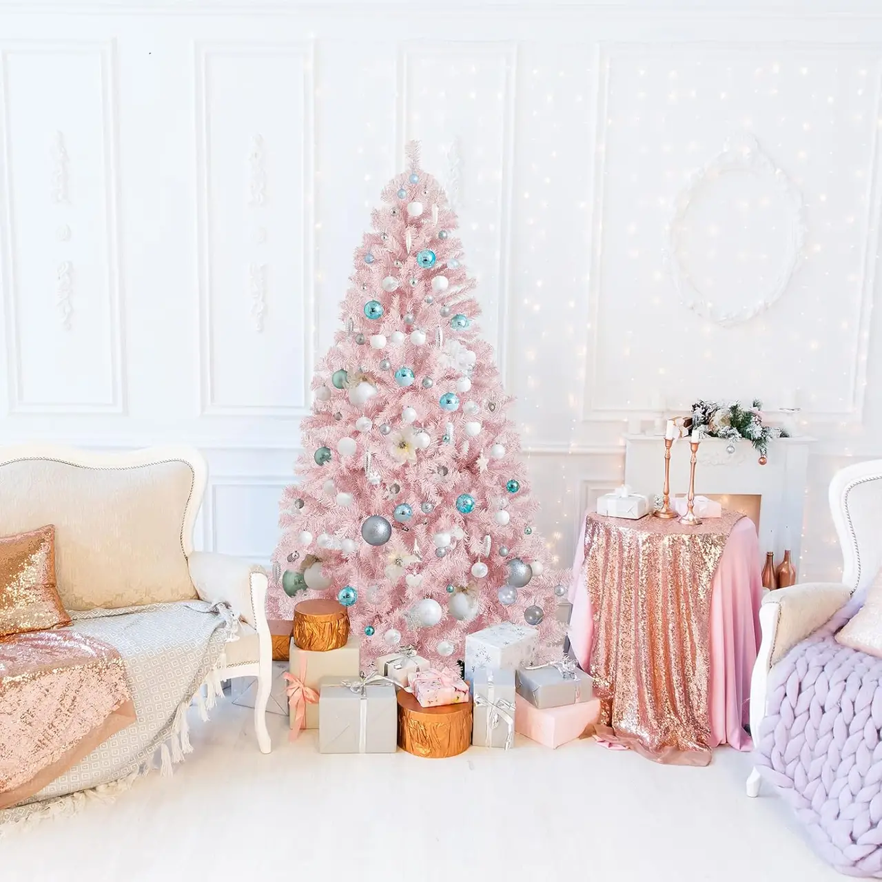 SALCAR 180cm Pink Artificial Christmas Tree | Joybuy