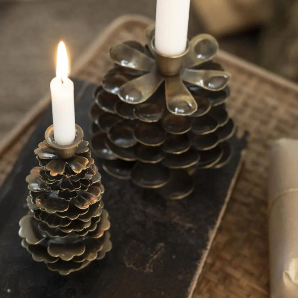 Scandinavian Metal Pine Cone Candle Holder | Two Sizes By The Danes