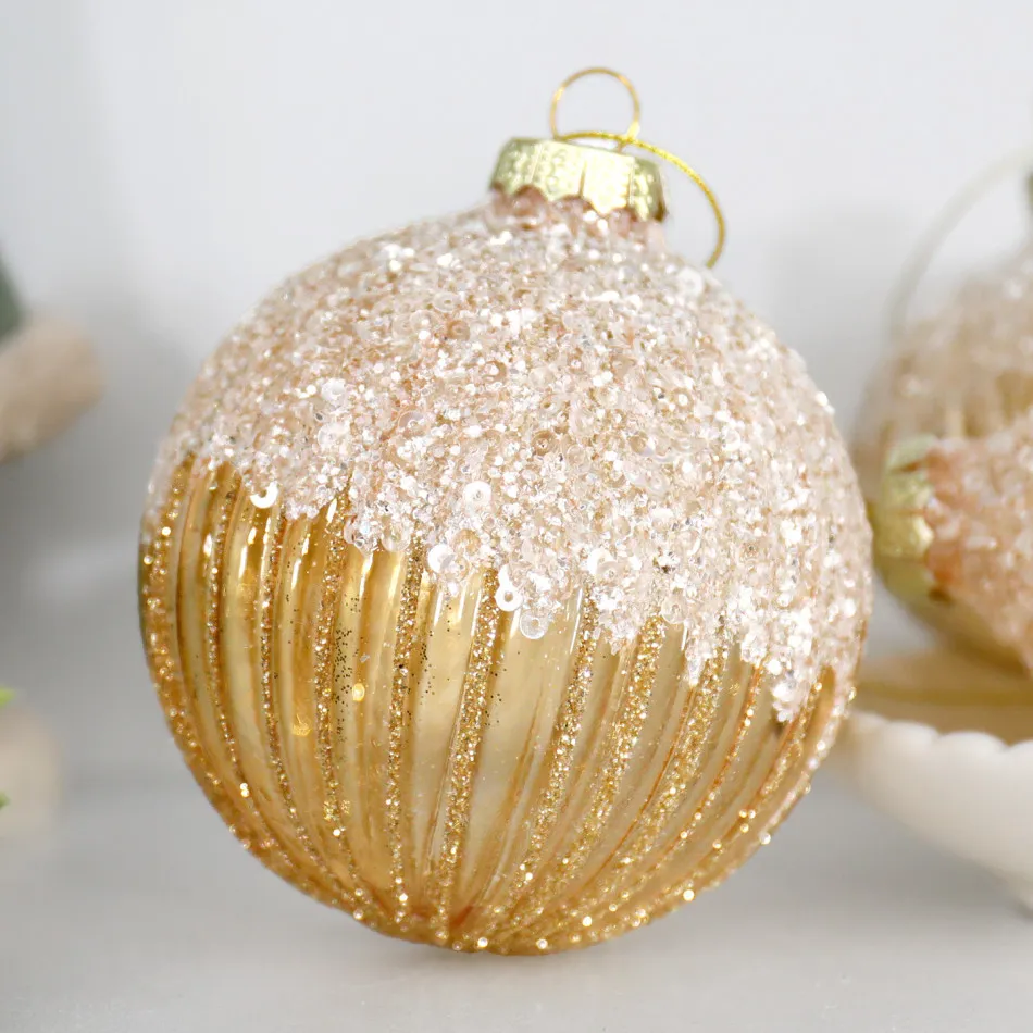 Seraphina Beaded Gold Christmas Tree Decoration - Onion