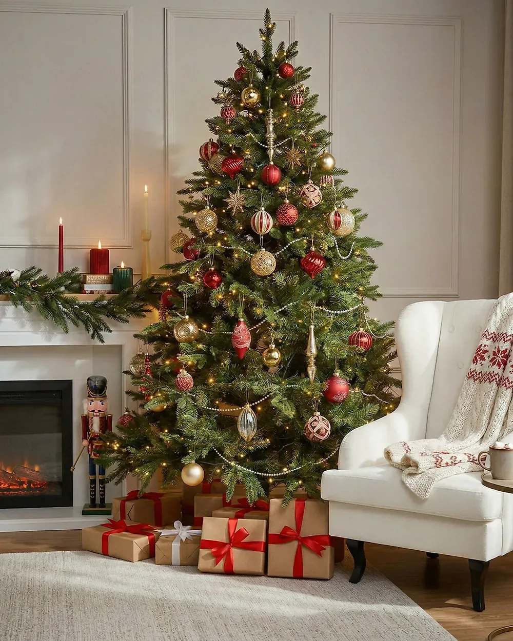 Set of 50 Baubles SPARKLE Glass Red/ Gold - Beliani.dk