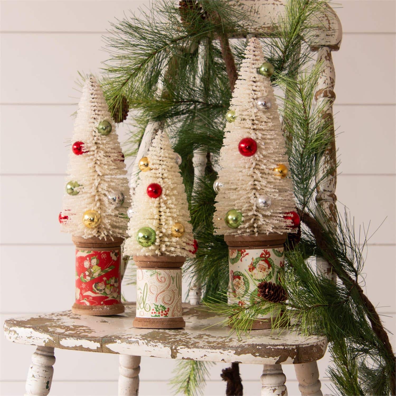 Set of Three Vintage Spool Christmas Trees - The Crafty Decorator