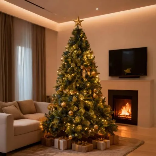 Shatchi 6FT Pre-Lit Kentucky Pine Luxurious Artificial Green Christmas Tree With Long life Energy Saving Warm White LED Lights | Debenhams