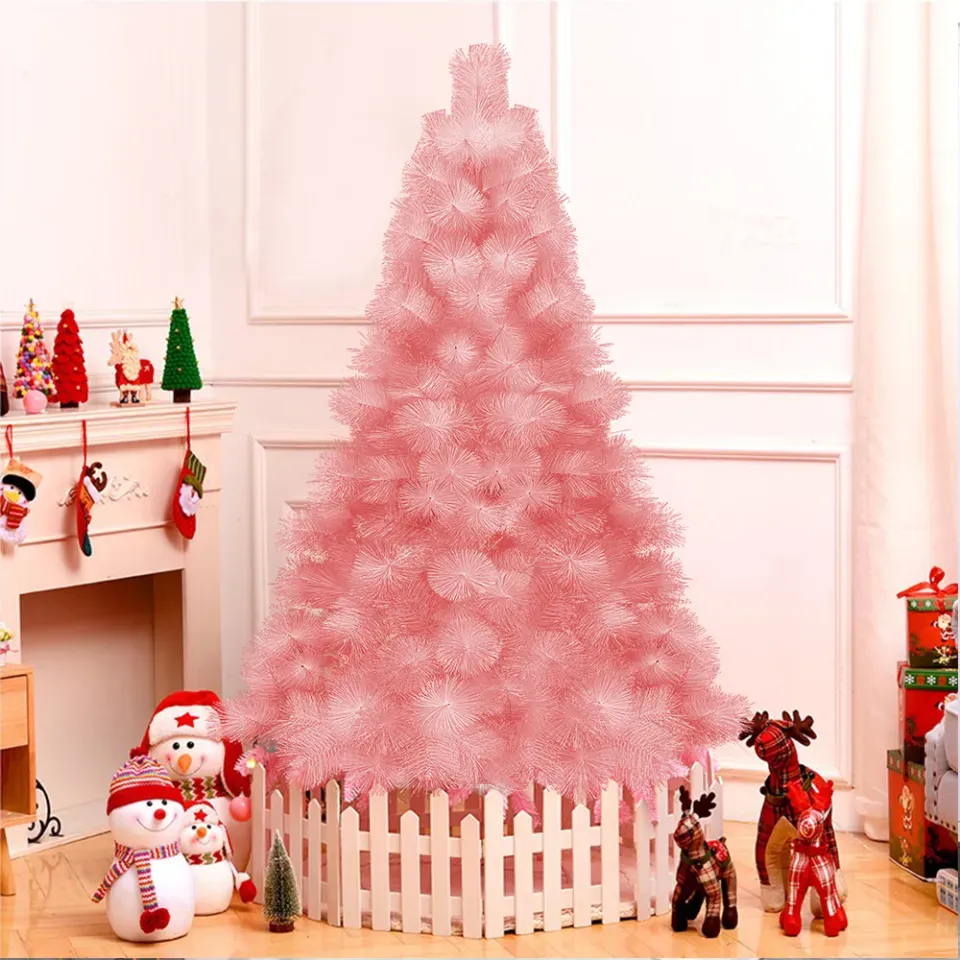 Sincecu Elegant Pink Pine Needle Christmas Tree 4/5/6/7FT with Metal Stand  - Indoor/Outdoor