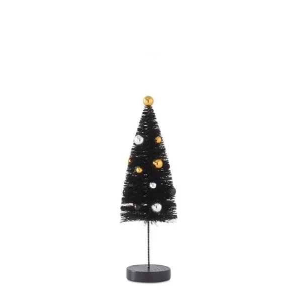 Small Black Bottle Brush Trees on Spindle with Black Silver & Gold Ornaments | Hy-Vee Aisles Online Grocery Shopping