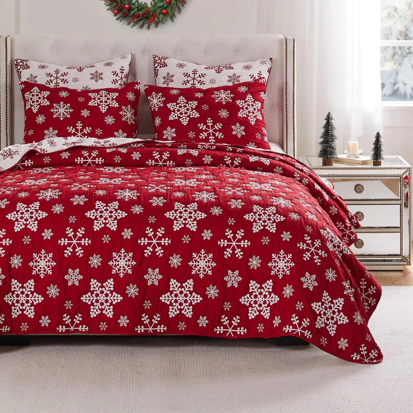 Snowflakes Quilt Set 3-Piece King/Cal King – Greenland Home Fashions