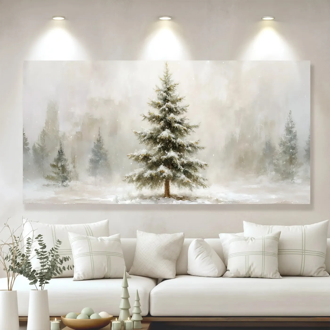Snowy Christmas Tree Christmas Wall Art - Premium Wall Art | Luxury Canvas  Prints & Modern Wall Décor