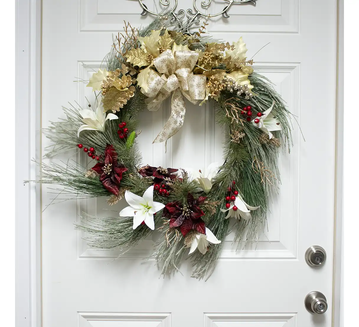 Sophisticated Elegant Winter-Themed Silk Door Wreath Design - Linda's Flowers