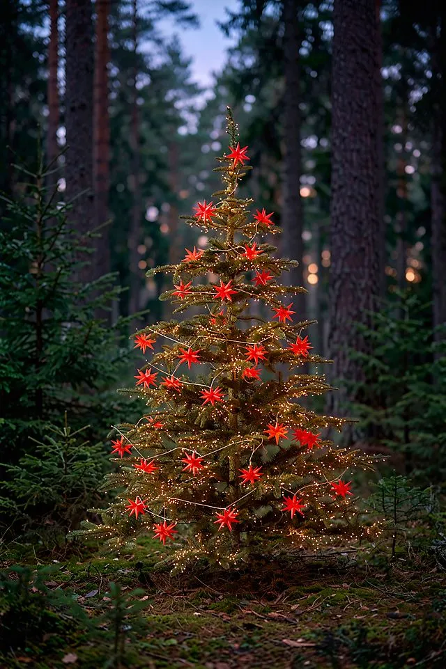 Stargazer Moravian Star String Lights, Red