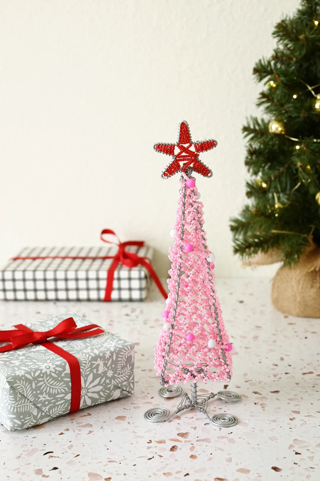 Sugarplum Pink Beaded Christmas Tree – African Modern - Swahili Wholesale
