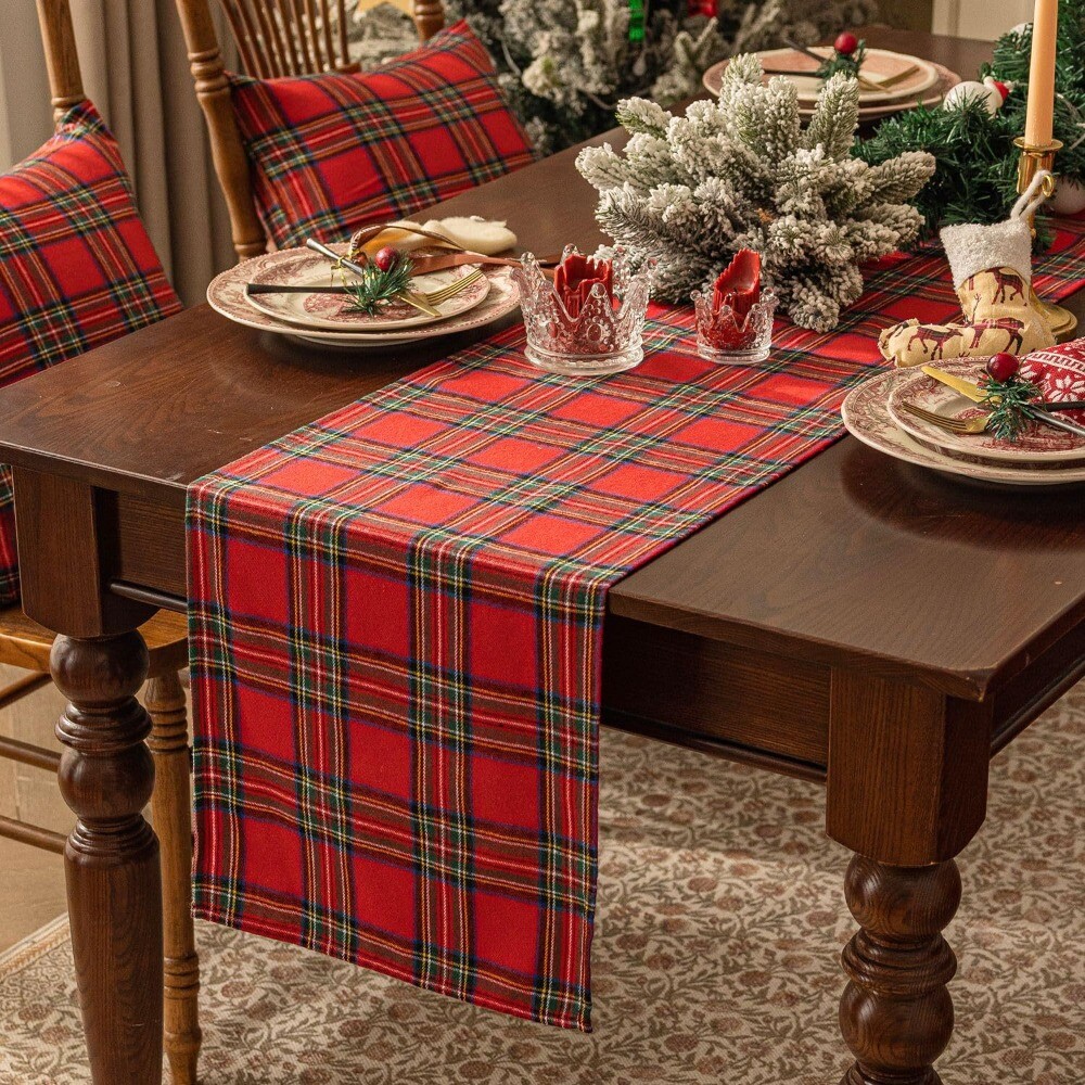 Table Runner Large Christmas Tablecloth Plaid Pattern Christmas Table Runner Scottish Long Table Cover Party Home Decor
