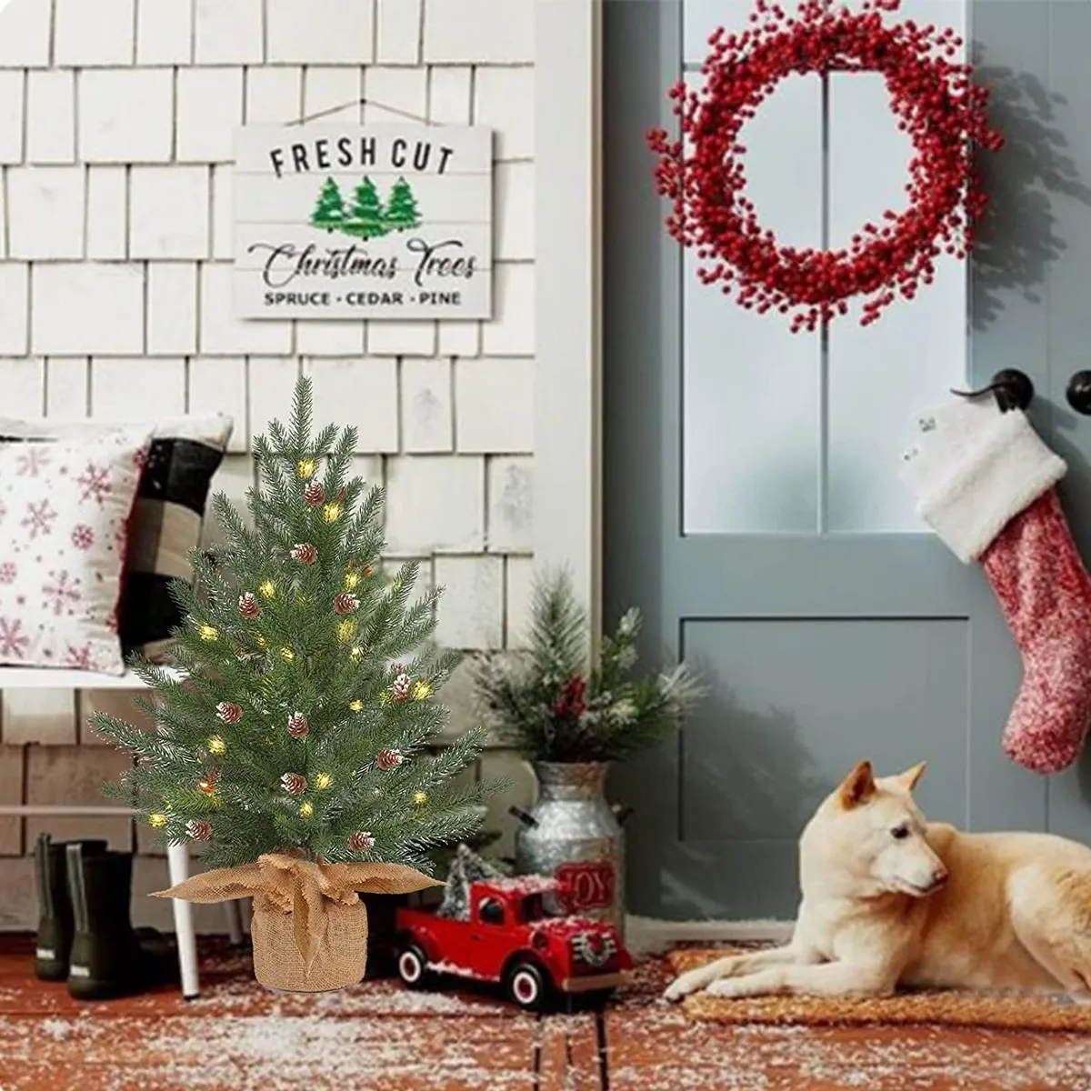 Tabletop Christmas Prelit Christmas Tree Ft Prelit Tabletop Mini Christmas  Tree With 50 Led,Small Frosted Lighted