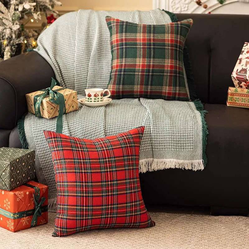 Tartan Plaid Throw Pillow Covers for Cozy Holiday Home Decor – Hidden Homeware