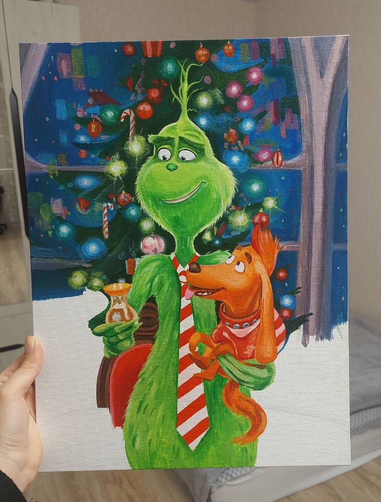 The Grinch - acrylic, new year gift, winter, snow, Christmas tree Painting  by Lidiia Mishchenko | Saatchi Art