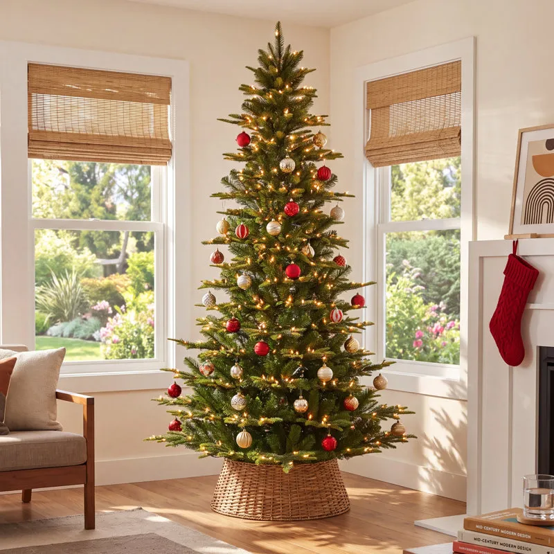 The Holiday Aisle® 9' H Slender Green Pine Christmas Tree with 700 Lights | AllModern