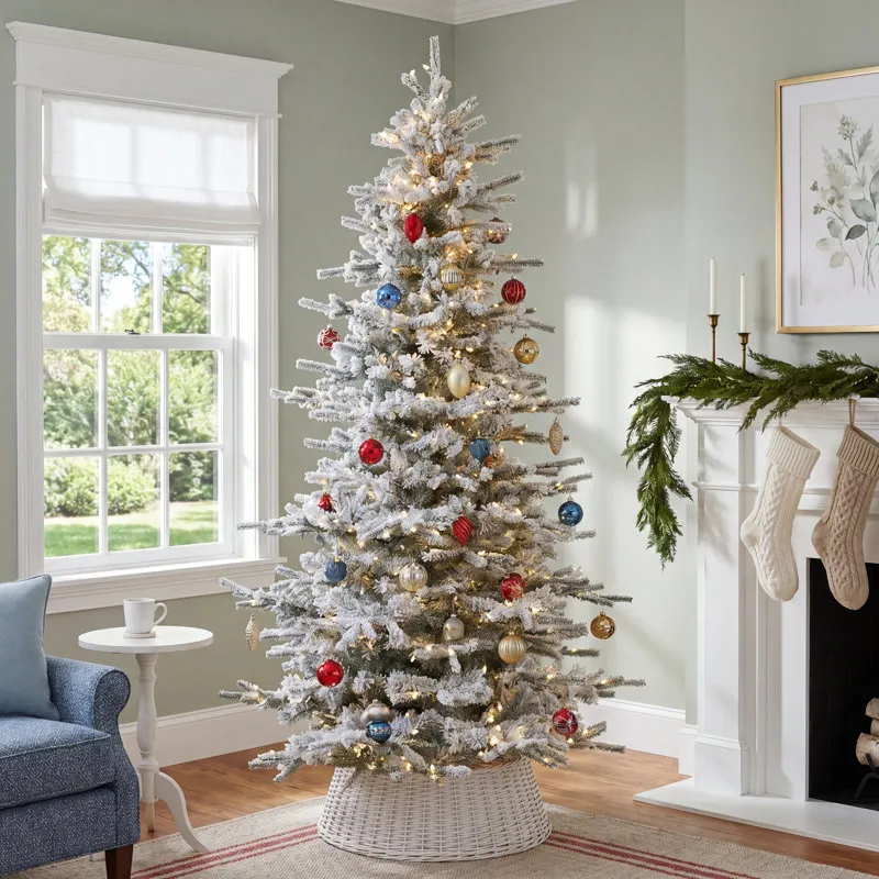 The Holiday Aisle® Slim Pre-Lit Flocked Fir Christmas Tree & Reviews |  Birch Lane