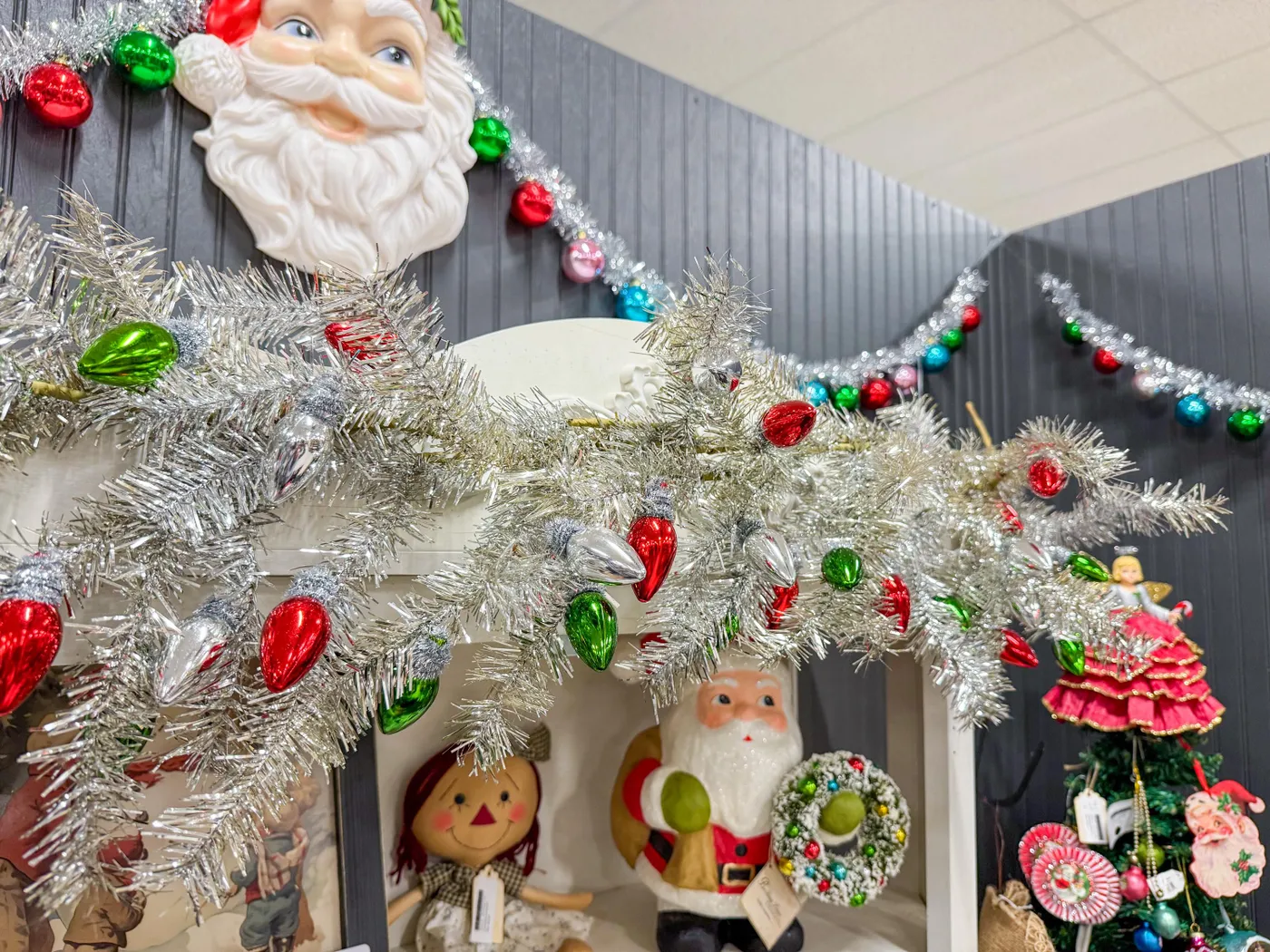 Tinsel Garland Bethany Lowe Christmas Collectible Garlands Silver Tinsel Light Bulb Garland, Christmas Garland, Tinsel Garland, Vintage Christmas Decor, Retro Christmas Garland