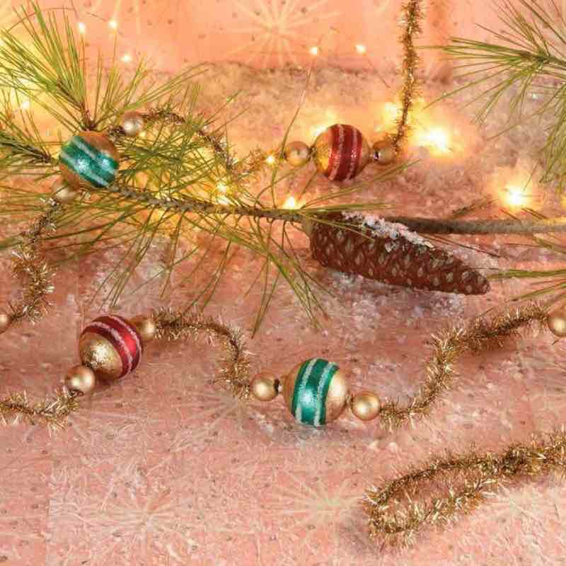 Tinsel Garland Garland Vintage Glass And Tinsel Retro-Style Garland