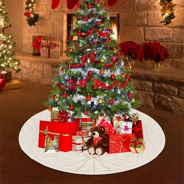 Tnarru Knitted Christmas Tree Skirt, Crochet Christmas Tree Mat, White  Gifts for Friends, Soft And Comfortable, Indoor And Outdoor Party  Decoration Diameter 122cm - Walmart.ca
