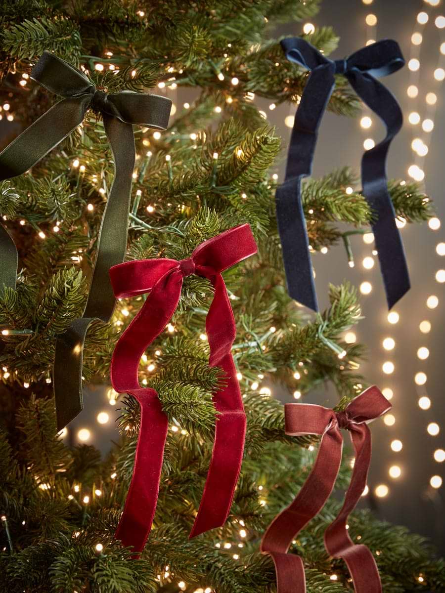 Tree Christmas Lot Bow Ribbons Pathside Velvet Bows For Christmas Tree, Small Cute Velvet Christmas Bow,