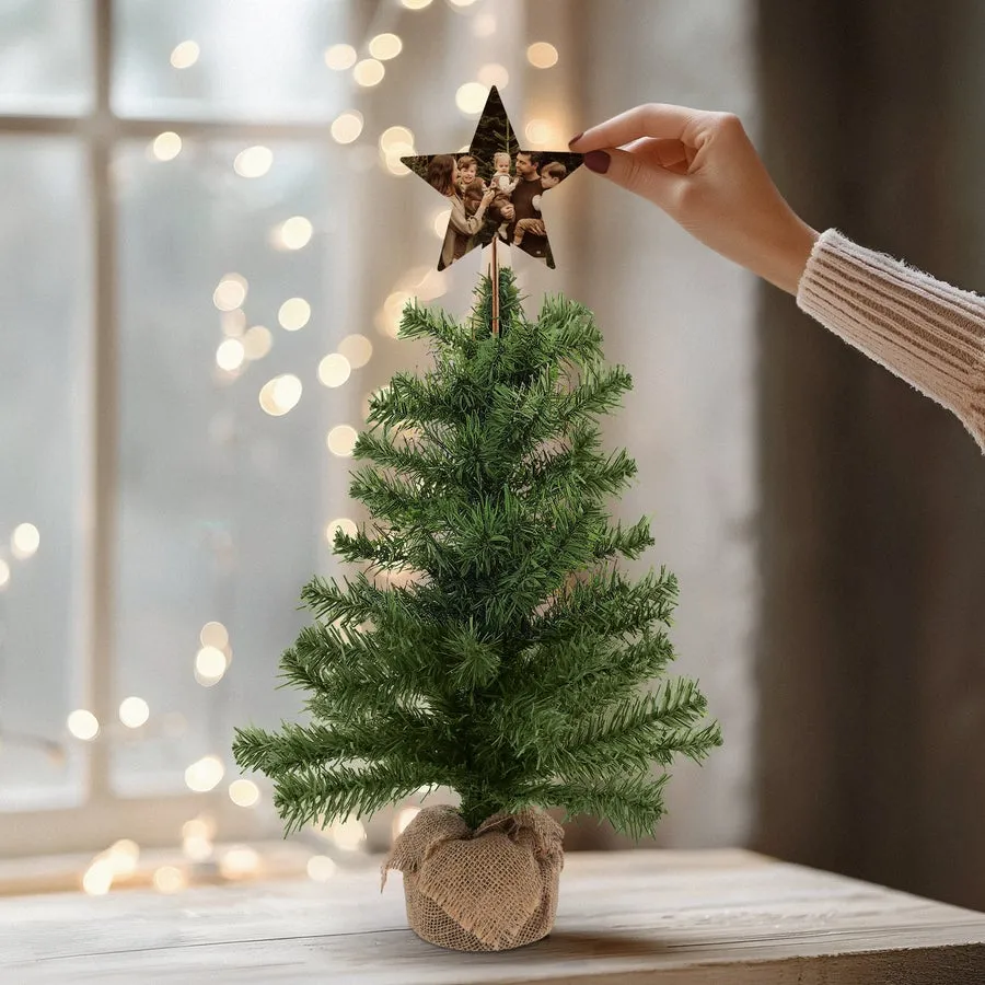Tree Topper Hallmark Miniature Tree Artificial Christmas Tree With  Personalised Wooden Star Topper