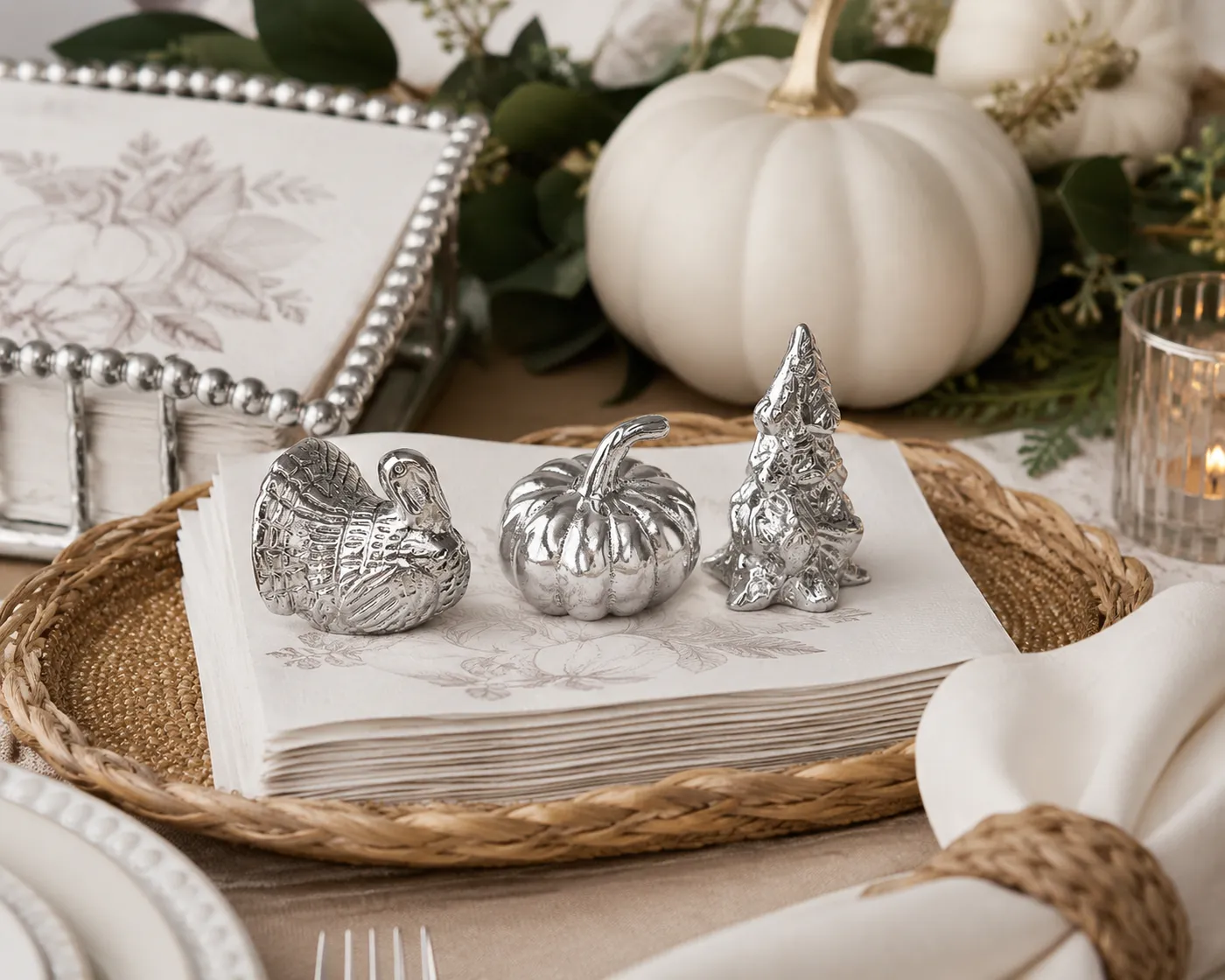 Turkey Pumpkin & Evergreen Tree Napkin Weights | Set of 3 – FabVilla