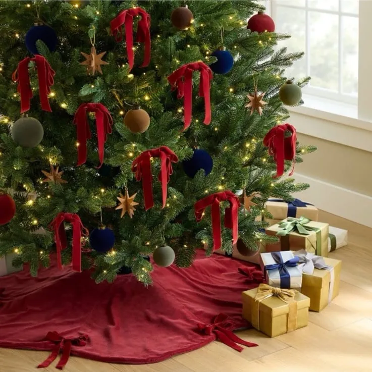 Velvet Bow Christmas Tree Skirt Red- Threshold M designed with Studio McGee