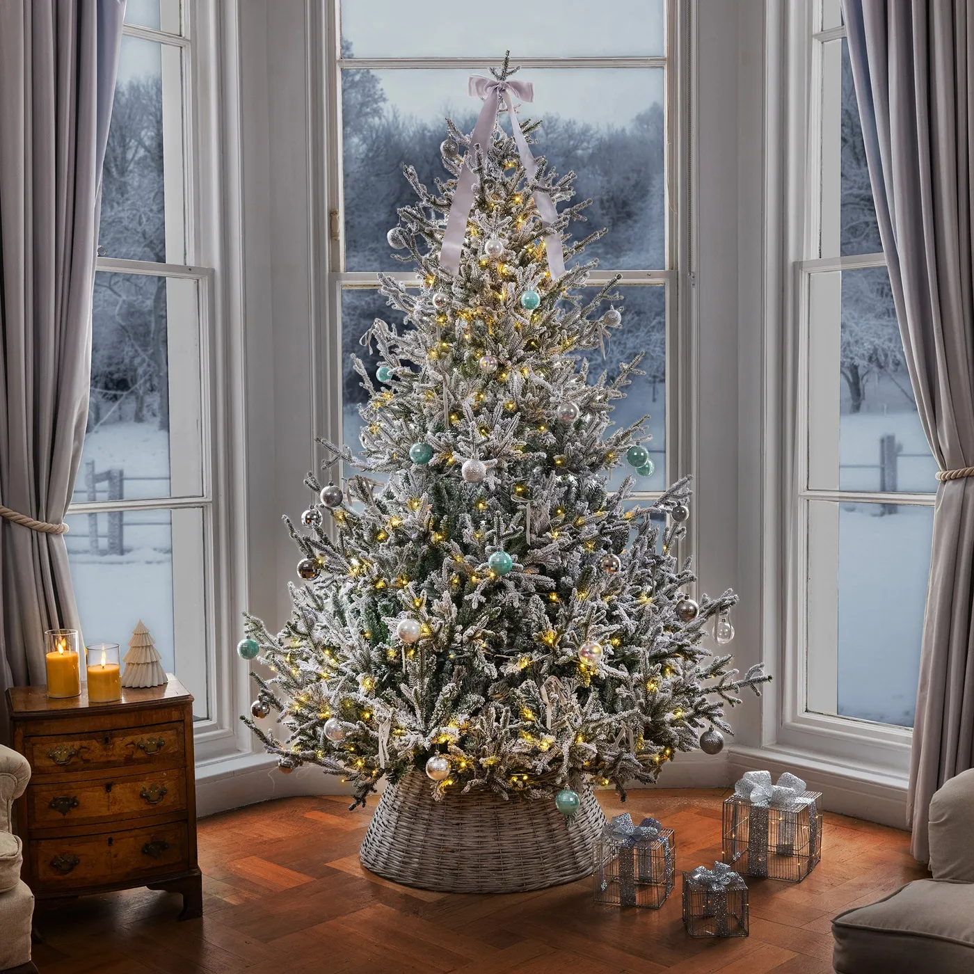 Verbier Fir Flocked Artificial Christmas Tree | 6ft–8ft | Christow
