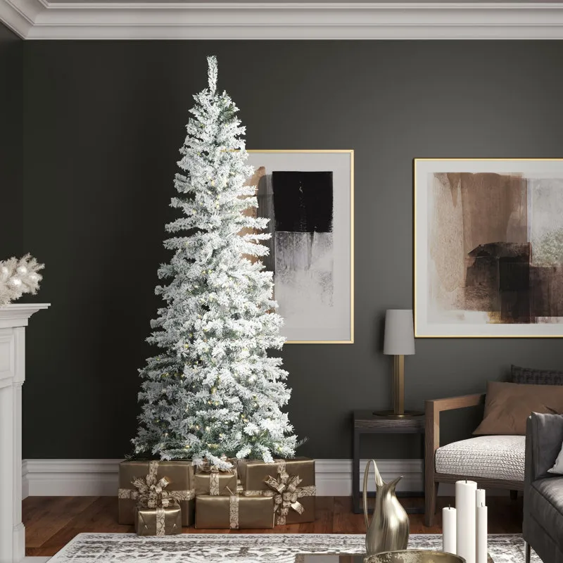 Vickerman Pacific Flocked Pencil Pine Artificial Christmas Tree with Lights and Stand Included & Reviews | Perigold