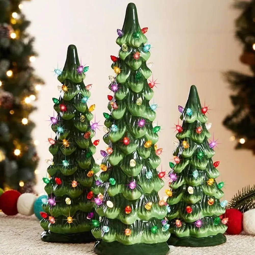 Vintage Multicolor Christmas Trees Retro Christmas Tree