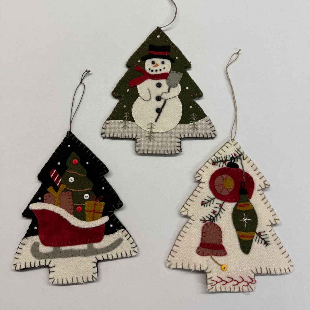 Vintage Tree Ornaments Wool Applique Kit - Country Treasures Quilt Shop