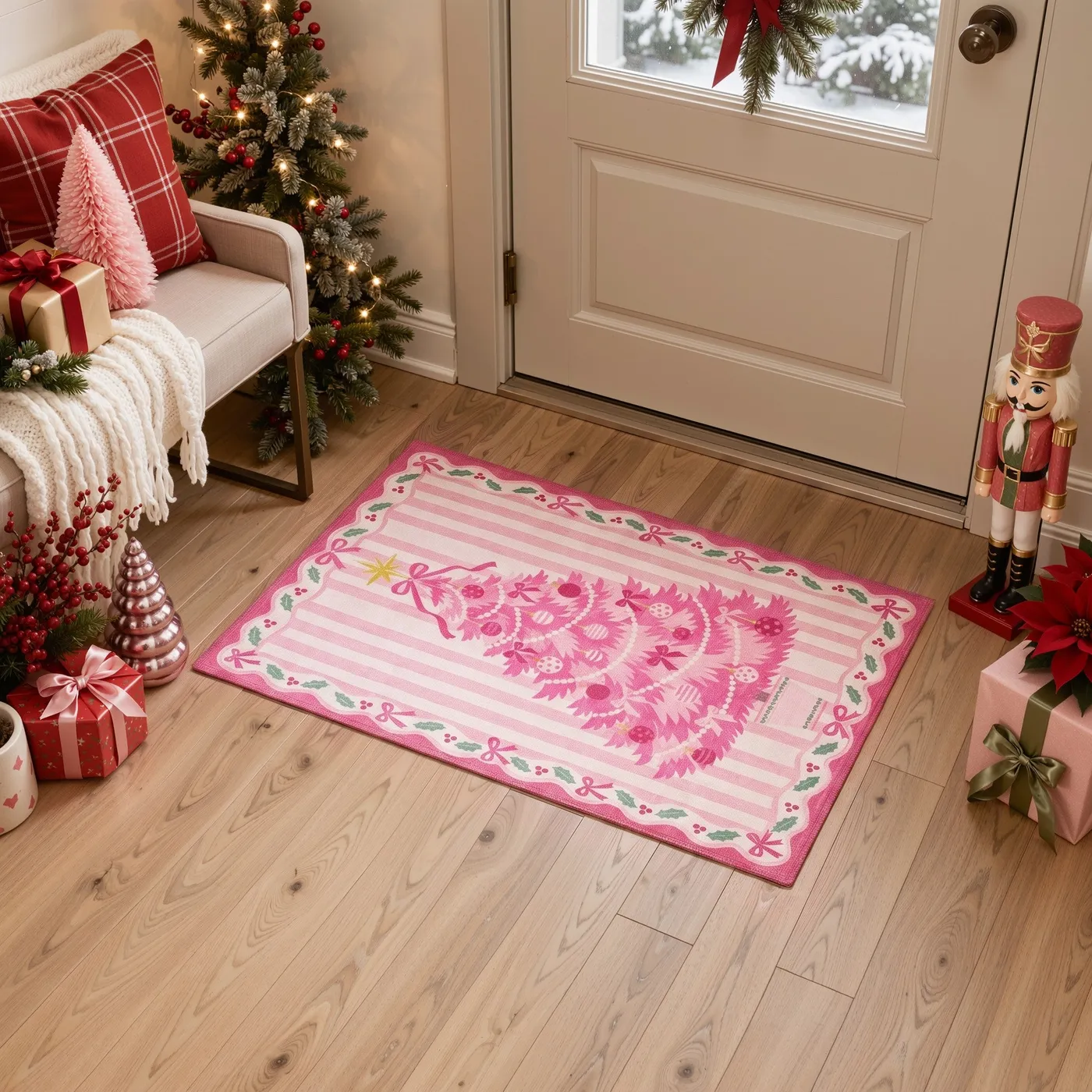 Vondra Christmas Tree Light Pink Rug - Washable & Non-Slip | GENIMO