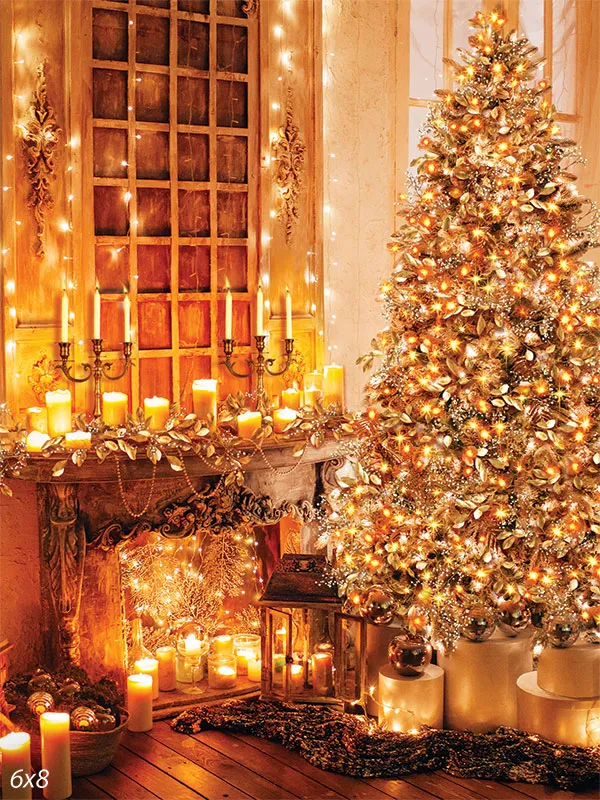 Warm Christmas Tree Lights Backdrop