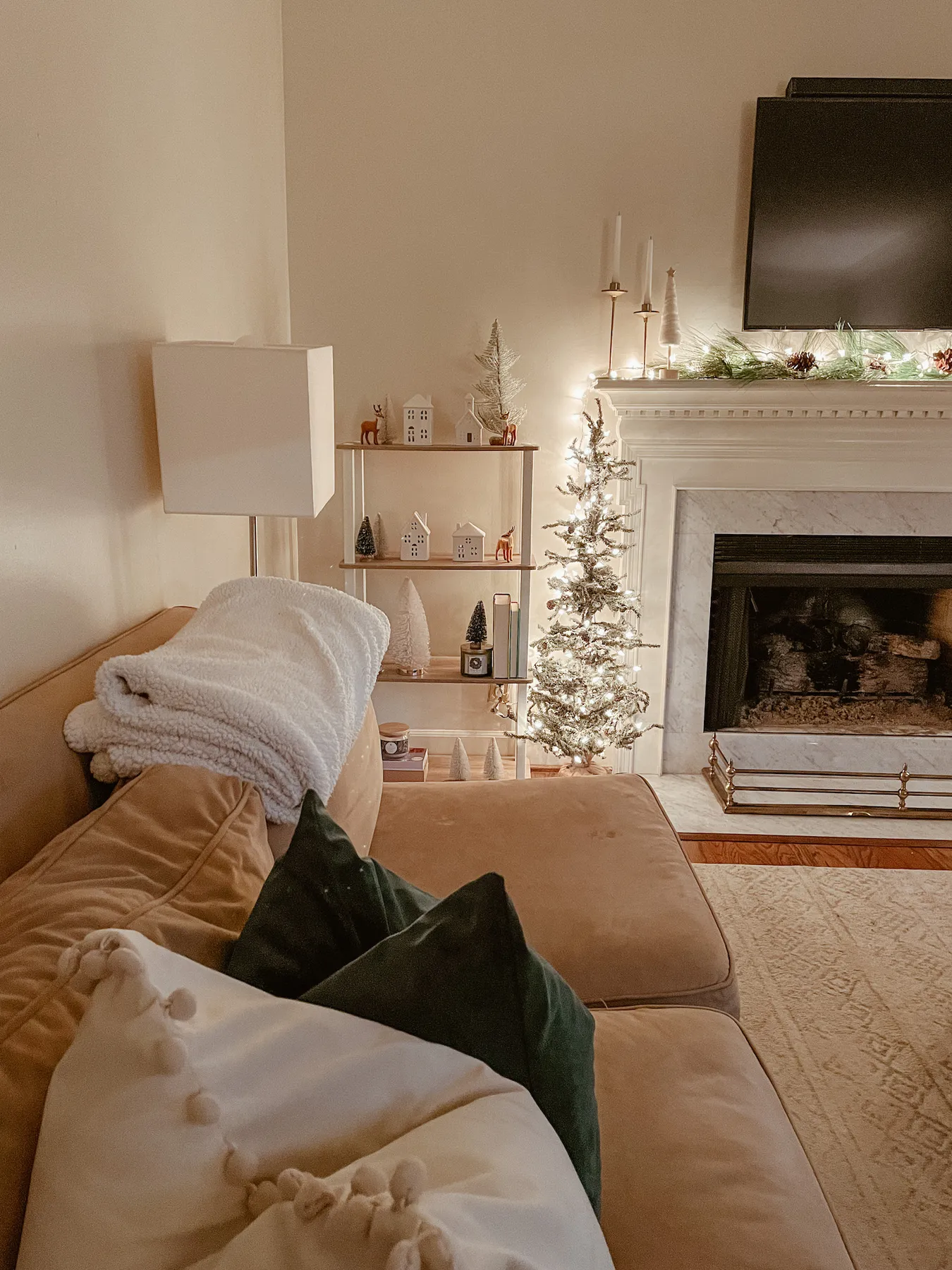 White and Green Holiday Decorations with Whimsical Details
