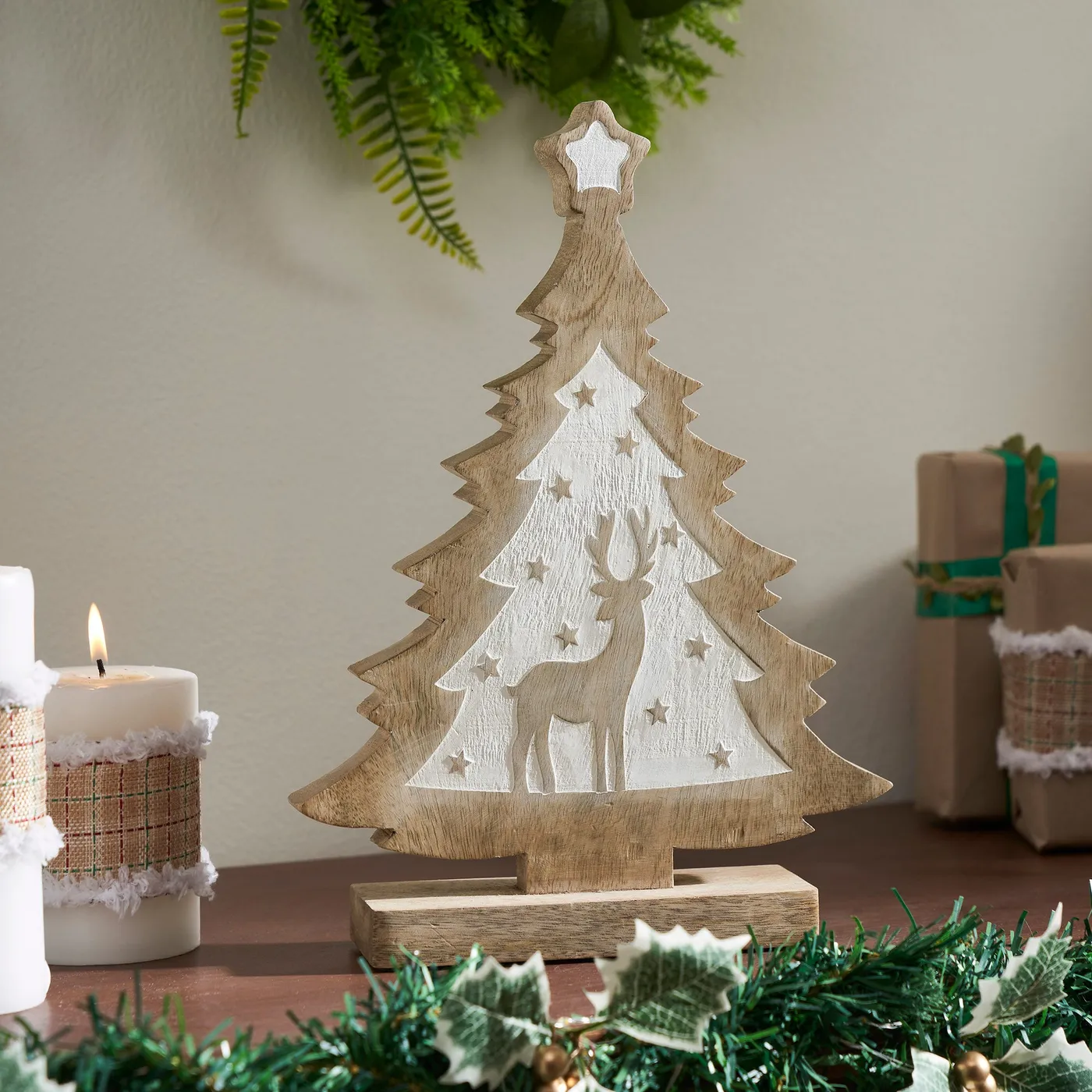 White Washed Winter Frolic Natural Wooden Tree 12x9x2.5 – VHC Brands Home Decor