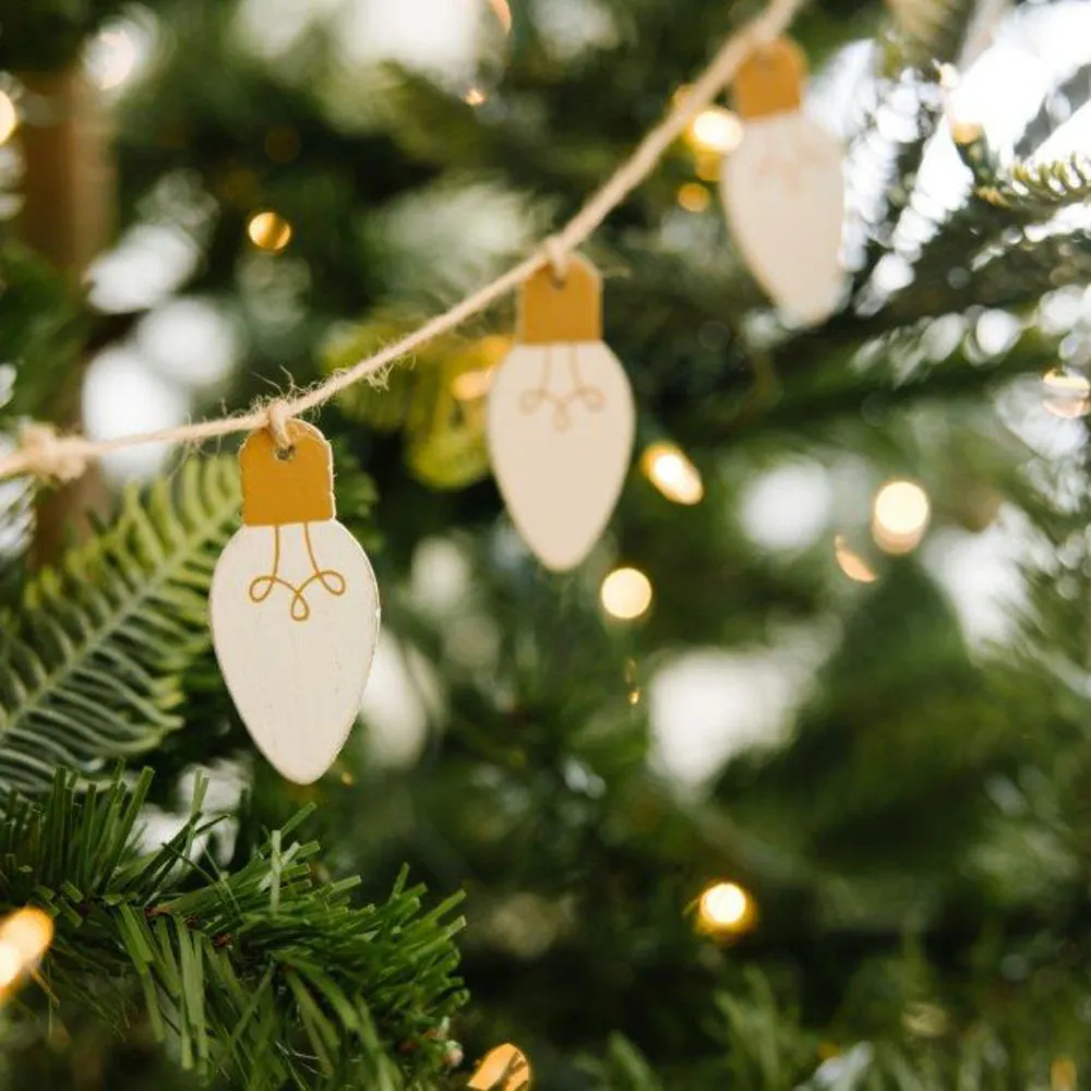 Wooden Christmas Light Garland | Rustic Holiday Decor – DwellaDecor
