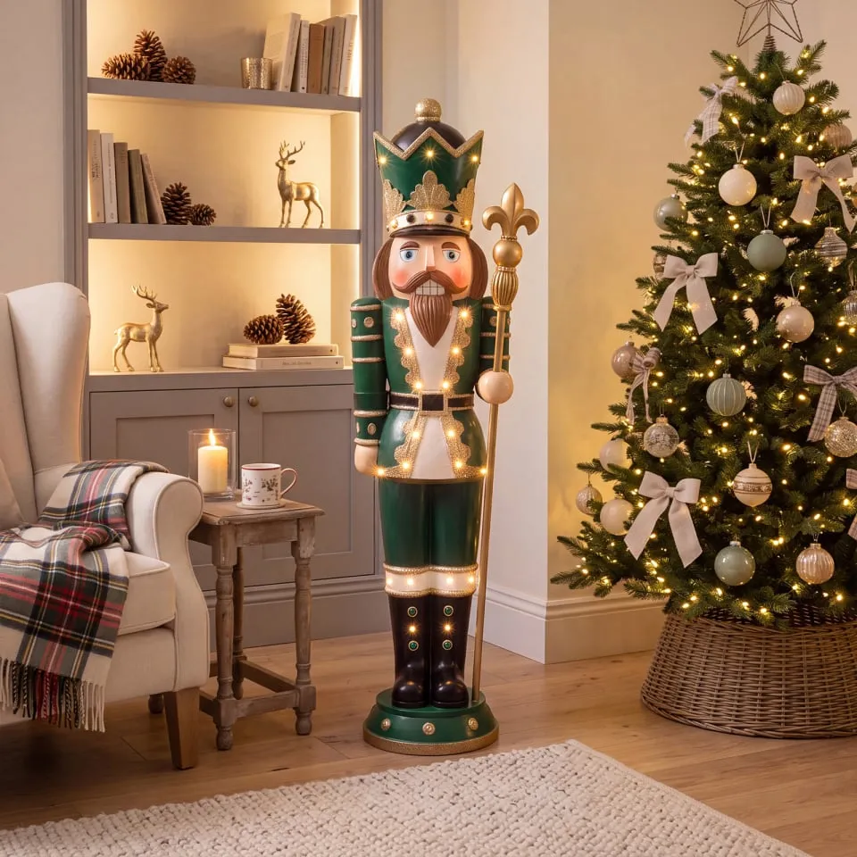 Wooden Nutcracker Outdoor Life Size Nutcracker White 5ft Thom Large Musical Wood-Look Nutcracker Figure