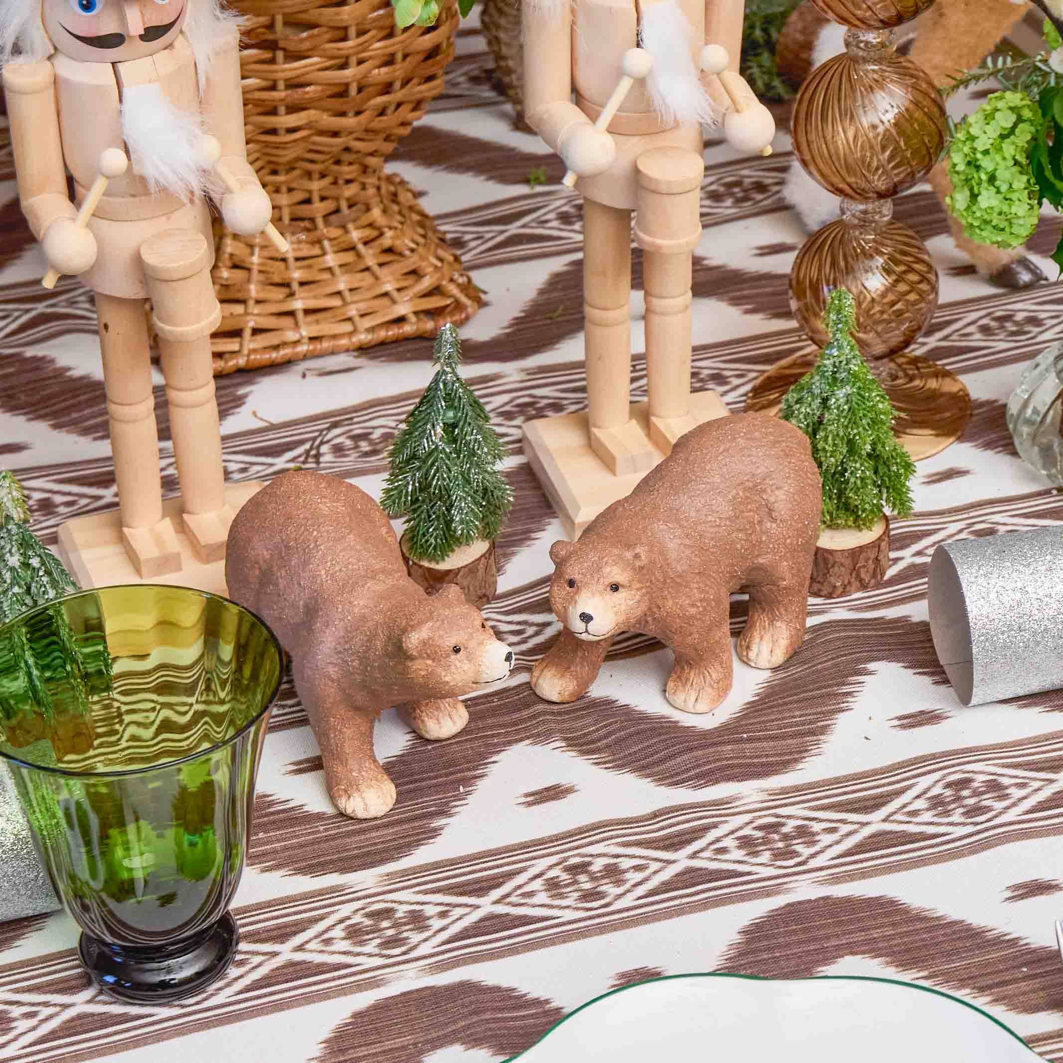 Woodland Brown Bear Family Christmas Decorations