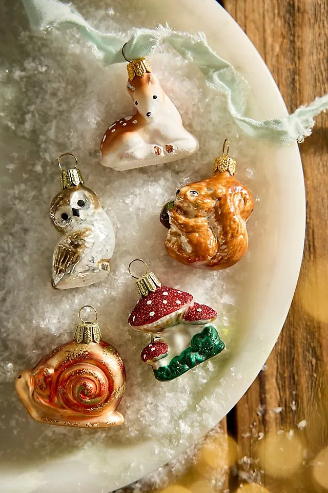 Woodland Glass Ornaments, Set of 5 | Terrain
