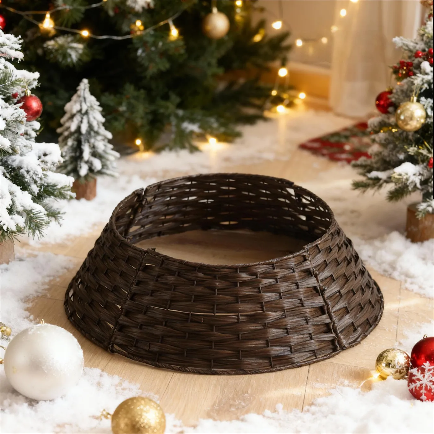 Woven Christmas Tree Collar - Etsy Christmas Tree Collar Skirt Woven Wicker  Brown White 27” Boho Holiday